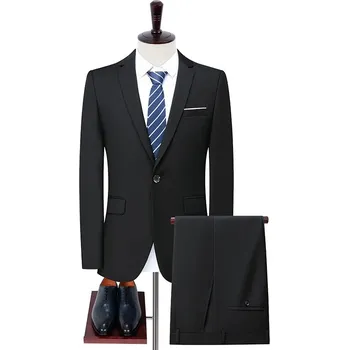 Pánský oblek Dvoudílný svatební oblek s elegantním zapínáním na knoflík Velikost: XL, Barva (Varianta): Černá