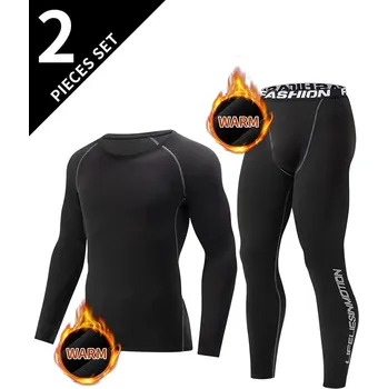 Pánská sportovní souprava – funkční triko a legíny Barva: Tmavě Modrá, Velikost: 3XL