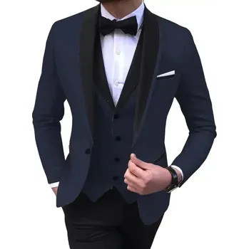 Třídílný pánský oblek – smoking s vestou a kalhotami Velikost: 2XL, Barva (Varianta): Tmavě modrá