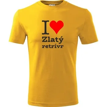 Chlapecké tričko Žluté dětské tričko I love Zlatý retrívr - dárek pro malého pejskaře / pejskařku - barva žlutá - velikost 8let