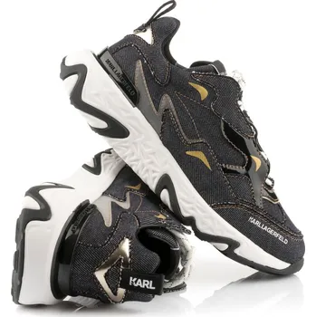 Dámská obuv TENISKY KARL LAGERFELD JEANS BLAZE STRIKE DENIM MIX BLACK LTHR & TEXT W/NAVY