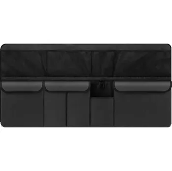 Organizér do auta Organizér do kufru auta 105 x 51 cm Závěsný na zadní sedačky Oxford látka Praktický úložný systém Síťované a uzavíratelné kapsy černá