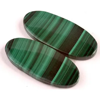 Přírodní kámen Kabošony páry Malachite č.P700 (33x14x4mm)
