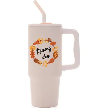 Termohrnek KRÁSNÝ DEN (PODZIM) - růžový cestovní termohrnek 900 ml