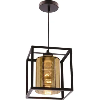 Závěsná lampa LURI 1x40W E27 černá se zlatým stínidlem, moderní stropní svítidlo do obývacího pokoje, kuchyně nebo jídelny, elegantní minimalismus