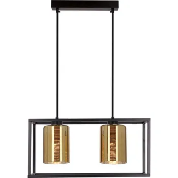 Závěsná lampa LURI 2x40W E27 černá se zlatými stínidly, moderní stropní svítidlo do obývacího pokoje a kuchyně, loftový styl, elegantní minimalismus