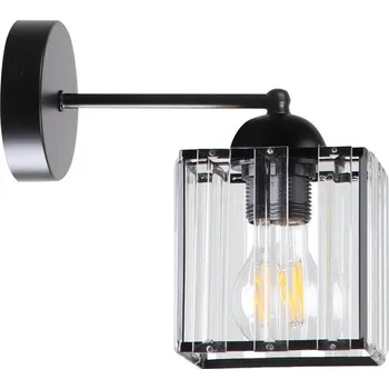 Nástěnné svítidlo Nástěnná lampa Glassia Lamp černá 1X40 E27 černé stínidlo + čiré krystaly