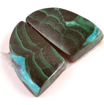 Přírodní kámen Kabošony páry Malachit Chrysocolla č.P695 (16x10x5mm)