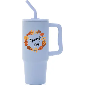 Termohrnek KRÁSNÝ DEN (PODZIM) - světle modrý cestovní termohrnek 900 ml