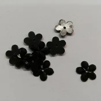 Dětské navlékací korálky Našívací korálek kabošon 12mm - květinka - černá