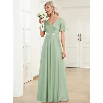 Dámské šaty Třpytivé maxi šaty s obálkovým výstřihem Barva: Mátová, Velikost: 6XL