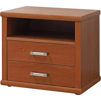 Noční stolek BMB dvouzásuvkový - rádiusové hrany buk průběžný Buk průběžný, 79 - Tmavý ořech