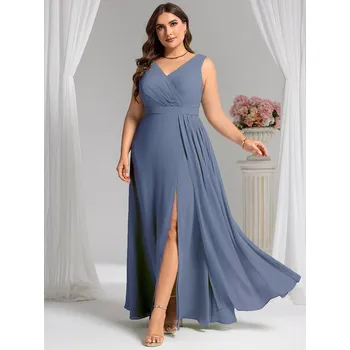 Dámské šaty Šaty pro družičky s výstřihem do V bez rukávů Barva: Mořská, Velikost: 5XL