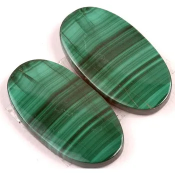 Přírodní kámen Kabošony páry Malachite č.P712 (28x15x4mm)