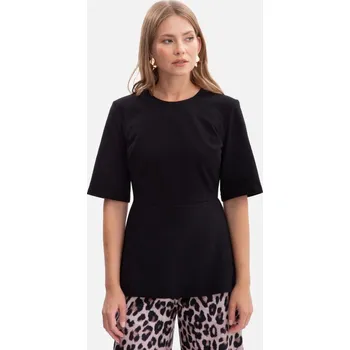B305 Pletený top s peplum - černý EU S