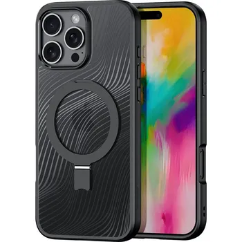 Pouzdro na mobilní telefon Pouzdro Dux Ducis Aimo Mag s MagSafe a stojánkem pro iPhone 16 Pro Max - černé