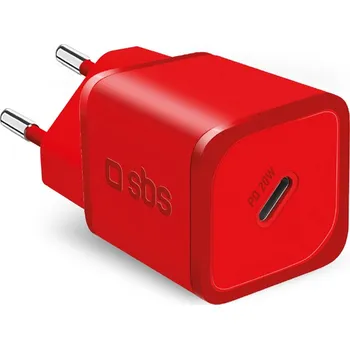 SBS TETRGAN1C20R 20W GaN nástěnná nabíječka s Power Delivery - červená