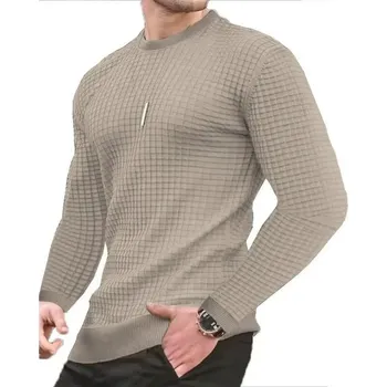 Pánský svetr Pánský svetr s kulatým výstřihem Barva: Khaki, Velikost: L