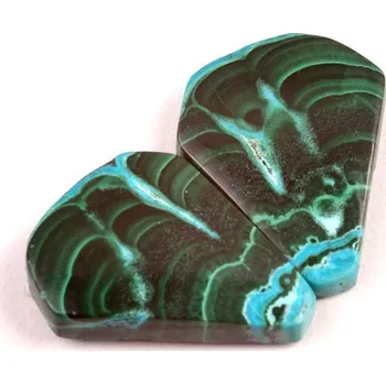 Přírodní kámen Kabošony páry Malachit Chrysocolla č.P688 (24x19x5mm)