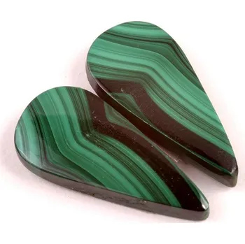 Přírodní kámen Kabošony páry Malachite č.P715 (32x15x4mm)