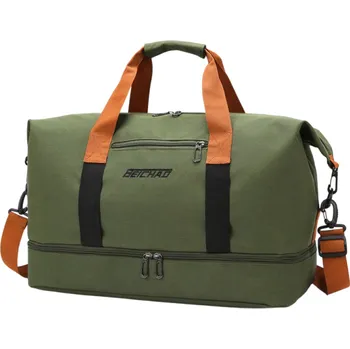 Sportovní taška Dámská cestovní sportovní taška Oxford 48 x 28 x 24 cm Vodotěsná kapsa Popruh přes rameno Ucha do ruky Popruhy na jógu Kufrový úchyt zelená