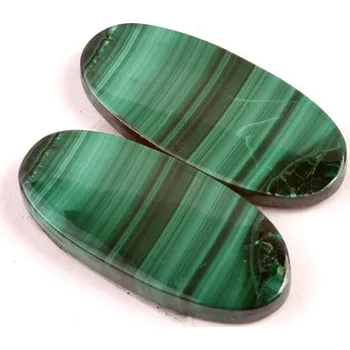 Přírodní kámen Kabošony páry Malachite č.P709 (29x13x4mm)