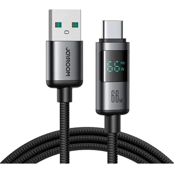Datový kabel Kabel Joyroom S-A16 Pro Prism Series 66W USB-A - USB-C s displejem 1,2 m - černý