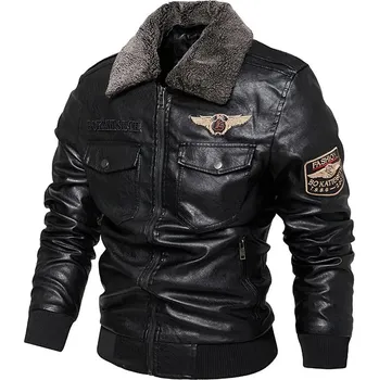 Moto oblečení Pánská kožená motorkářská bunda s výšivkou a zateplením Barva: Černá, Velikost: M