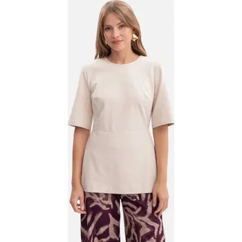 B305 Pletený top s peplum - pískový EU M