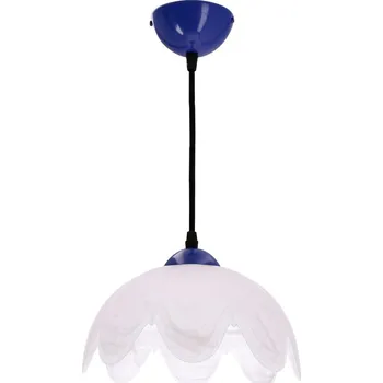 Závěsná lampa COLORI chrpově modrá 1x60W E27 s bílým stínidlem, moderní svítidlo do obývacího pokoje, ložnice, kuchyně, jídelny, interiéru domu