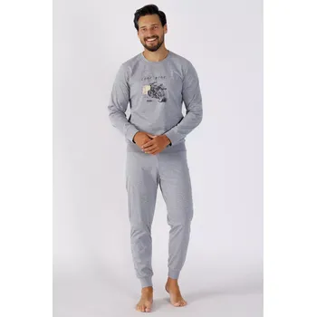 Pánské pyžamo PÁNSKÉ PYŽAMO SAJMON 1472 GREY MELANGE XXL