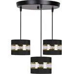 Závěsná lampa PANDY černá destička 3x40W E27 stínidlo černá+zlatá