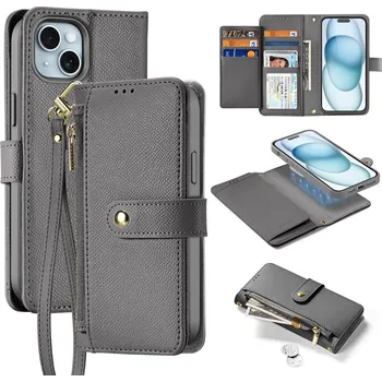 Pouzdro na mobilní telefon Kožené pouzdro Dux Ducis Lawa pro iPhone 15 - šedé