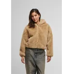 Ladies Full Zip Faux Fur Hoodie - wetsand M