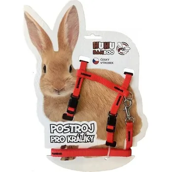 Postroj pro psa HUHUBAMBOO set postroj+vodítko KRÁLÍK, červený