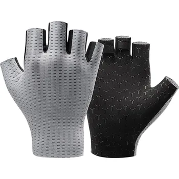 Cyklistické rukavice Prodyšné cyklistické rukavice Rockbros s krátkými prsty, velikost: L - šedé
