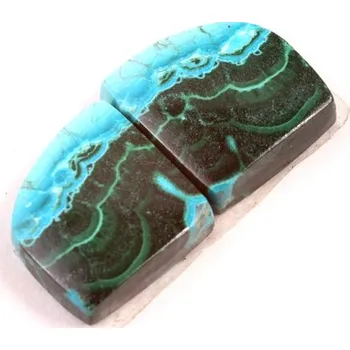 Přírodní kámen Kabošony páry Malachit Chrysocolla č.P694 (16x15x5mm)