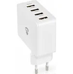 Nedis WCHAU481AWT- Síťová Nabíječka | 24 W | Funkce rychlého nabíjení | 4x 2.4 A | 4 výstupy | 4x USB-A | Bílá
