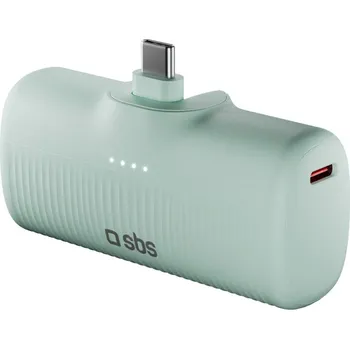 Powerbanka Powerbanka SBS EcoPower 5000 mAh 10W s vestavěným portem USB-C - zelená