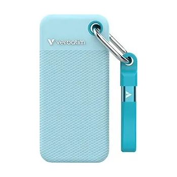 Externí pevný disk SSD Externí Verbatim Pocket SSD letní edice, 32324, 1000GB, polární modrý, obsahuje 2x gumový kryt(černý a polární modrý), USB C