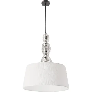 Stříbrná závěsná lampa RAKLI E27 1x60W s bílým stínidlem, moderní do obývacího pokoje, ložnice, kuchyně, jídelny, stropní osvětlení