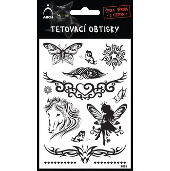 Odstranitelné tetování ARCH Černé tetovací obtisky - motýl 2635
