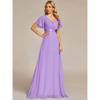 Dámské šaty Plesové a svatební šaty s výstřihem do V Barva: Levandulová, Velikost: 3XL