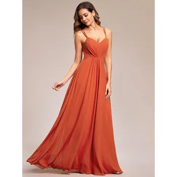 Dámské šaty Šifonové šaty pro družičku s odhalenými zády Barva: Oranžová, Velikost: 9XL