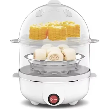 Kuchyňský mlýnek Multifunkční elektrický vařič vajec 220V EU zástrčka dvouvrstvý mini napařovač snídaňový kuchyňský vařič napařovač 21x15 cm