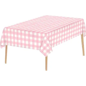 Jednorázový ubrus Jednorázový ubrus, červený, černý kostkovaný ubrus na stůl, vánoční, piknikový, narozeninový, svatební, nepromokavý ubrus na stůl, dekorace růžová