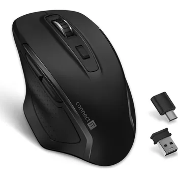 Stolní počítač Connect IT Dual SmartSwitch bezdrátová myš, USB-A + C (+1x AA baterie) - černá Bezdrátová myš CMO-3100-BK s funkcí SmartSwitch, dvěma USB přijímači (USB-A + USB-C) a ergonomickým designem. Vhodná pro