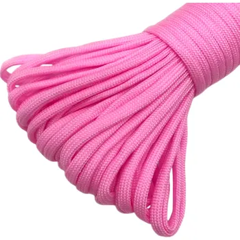 Sportovní střelba Polyesterová paracord šňůra 5 m Tloušťka 4 mm Odolné lano pro venkovní aktivity Kempování Turistika Výroba náramků a survival použití růžová