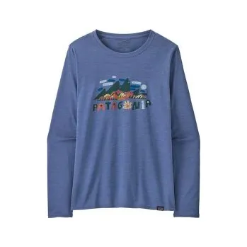 Dámské tričko Patagonia L/S Cap Cool Daily Graphic Shirt Women Fitz Roy Foliage: Current Blue X-Dye modrá S