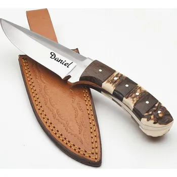 Exkluzivní nůž z nerezové oceli s rukojetí z paroží jelena v kombinaci s palisandrovým dřevem